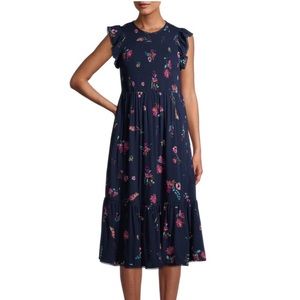 Time and Tru Women’s Navy Blue Floral Smocked Dress